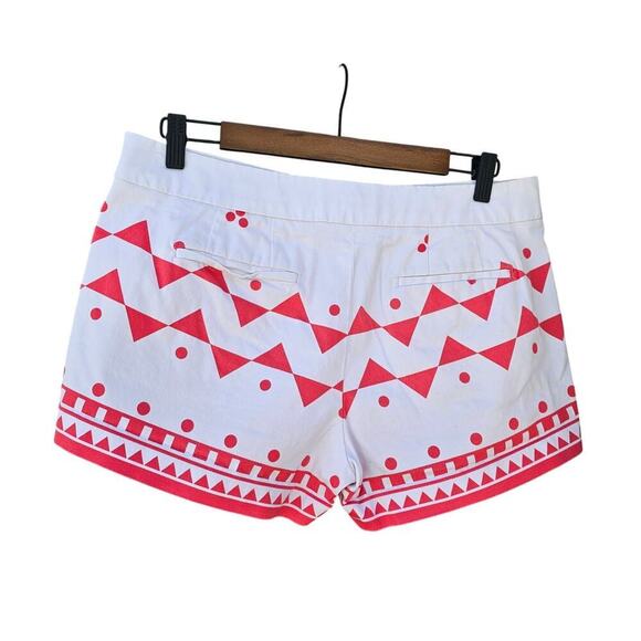 J.Crew Printed Stretch Chino Shorts White/Coral Size 8 - Picture 3 of 5